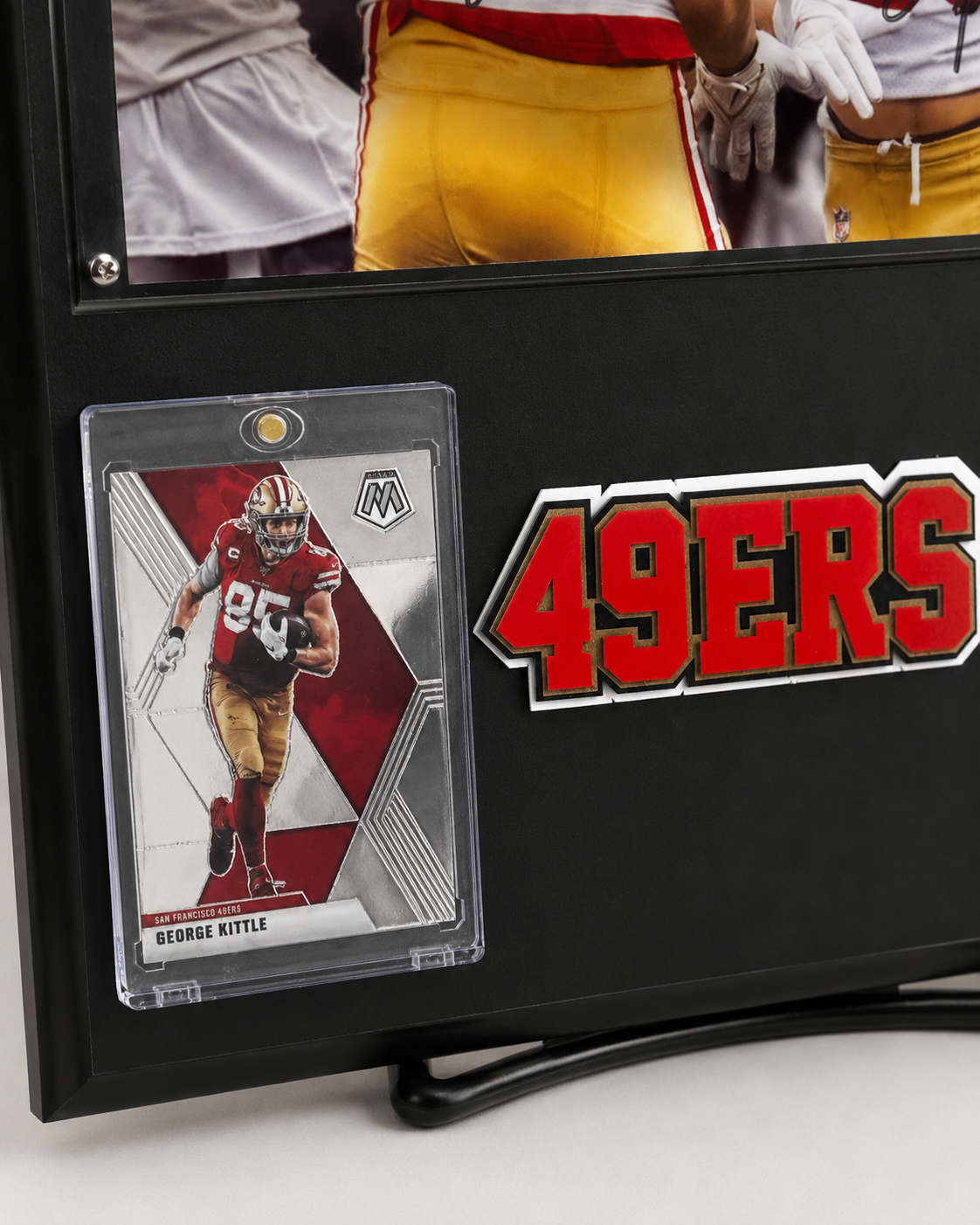 San Francisco 49ers George Kittle and Christian McCaffrey Handmade Sports Plaque With Collector Cards