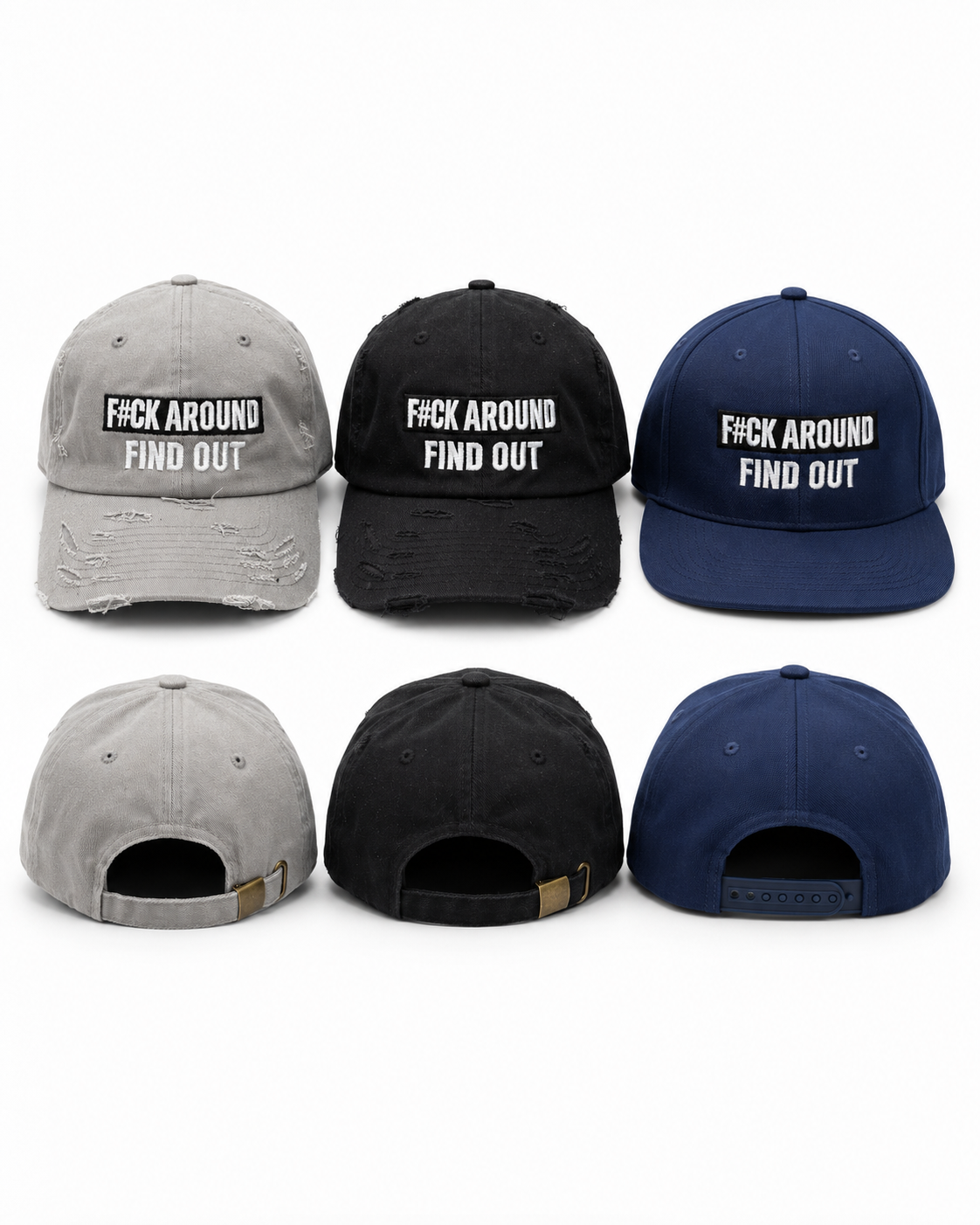 F#CK Around Find Out Hat… Grey Distressed Dad Hat, FAFO Embroidered Vintage Cap, Funny Sarcastic Adjustable Hat for Men & Women