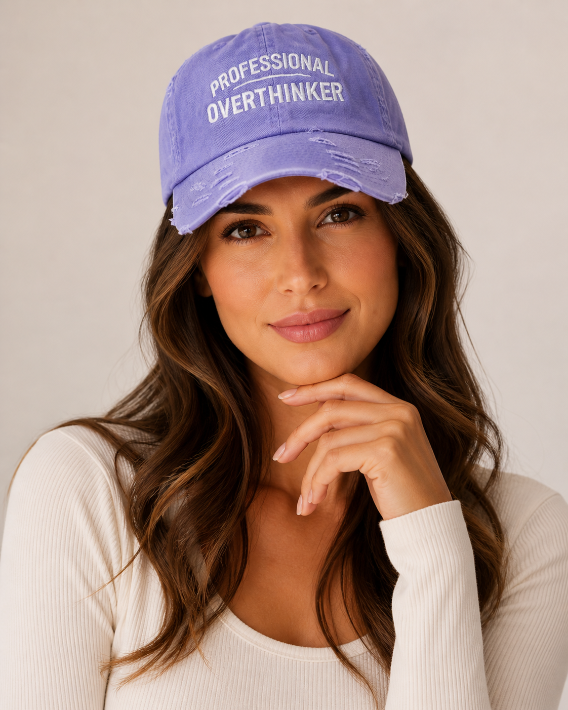 Professional Overthinker Distressed Dad Hat | Funny Embroidered Cap