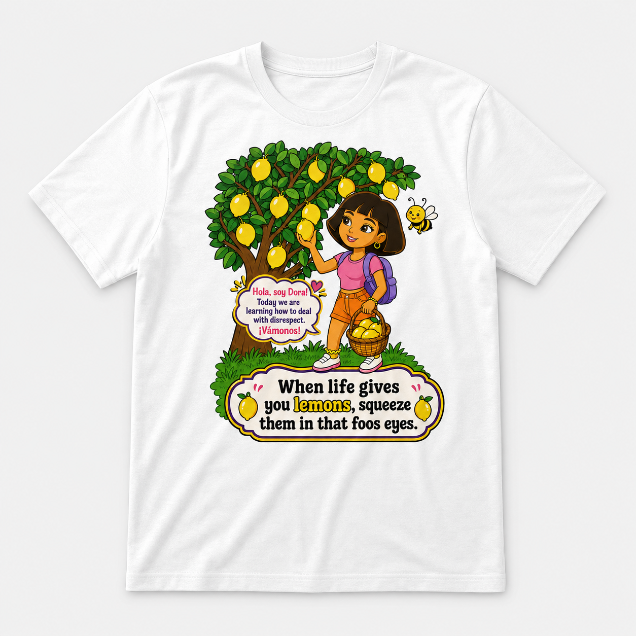 Unisex graphic T-shirt featuring an original humorous illustration, alternate product view