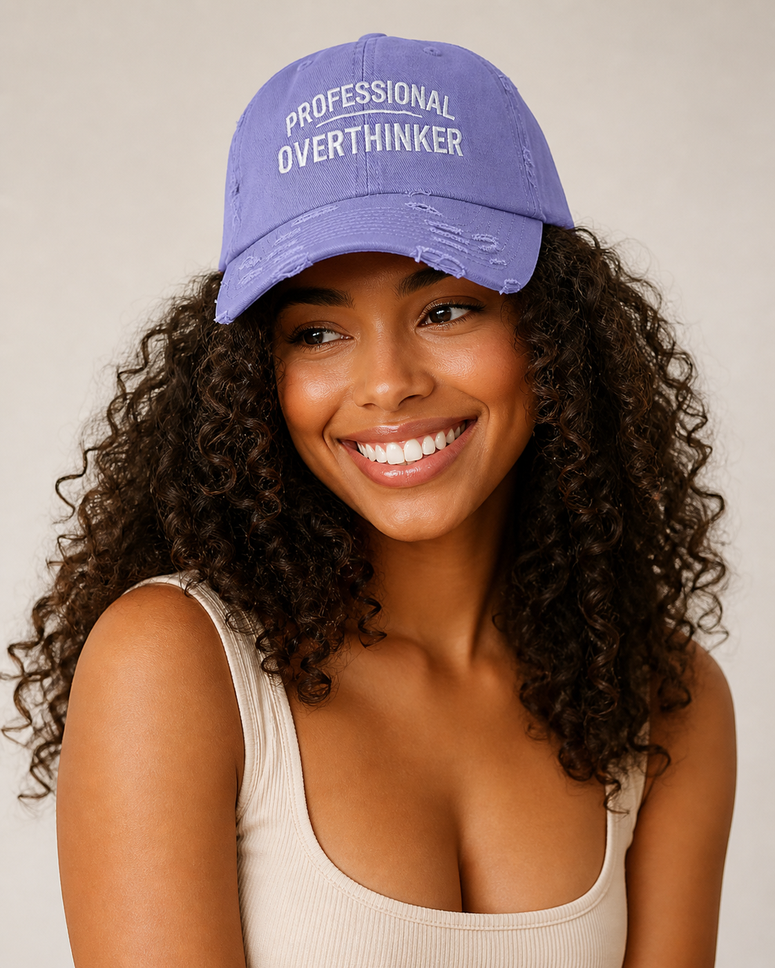 Professional Overthinker Distressed Dad Hat | Funny Embroidered Cap
