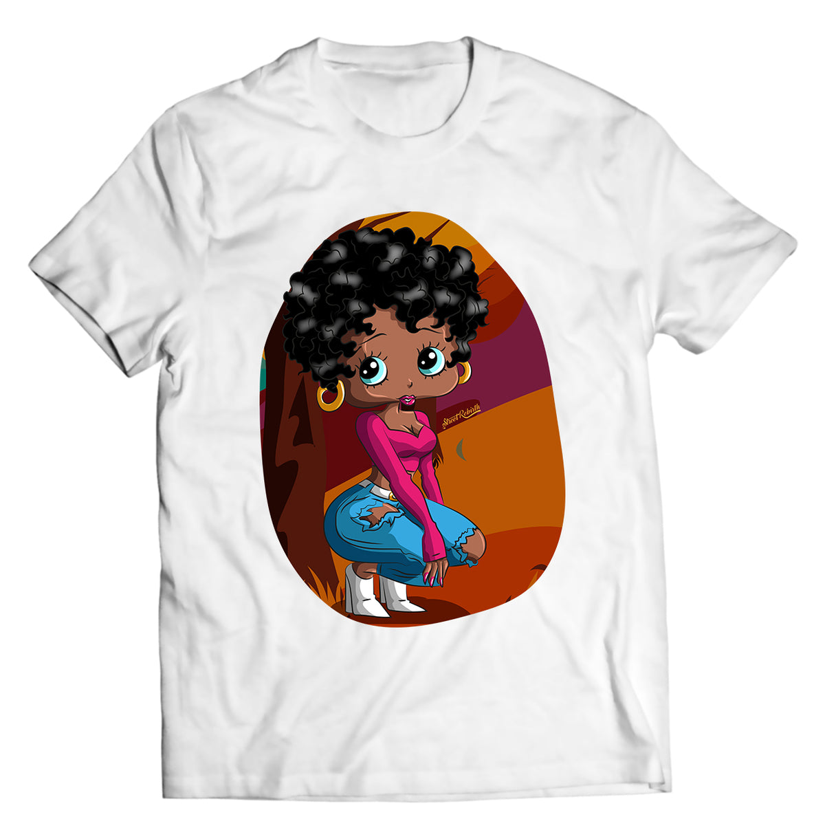 Unisex graphic T-shirt featuring an original retro cartoon-style illustration