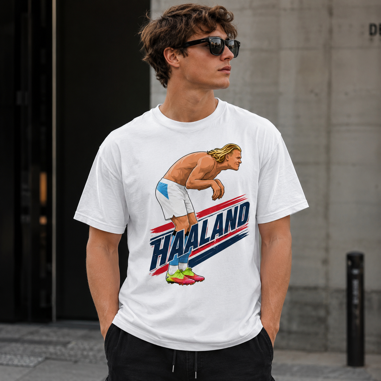 Unisex graphic T-shirt featuring an original soccer humorous illustration, additional product view 2