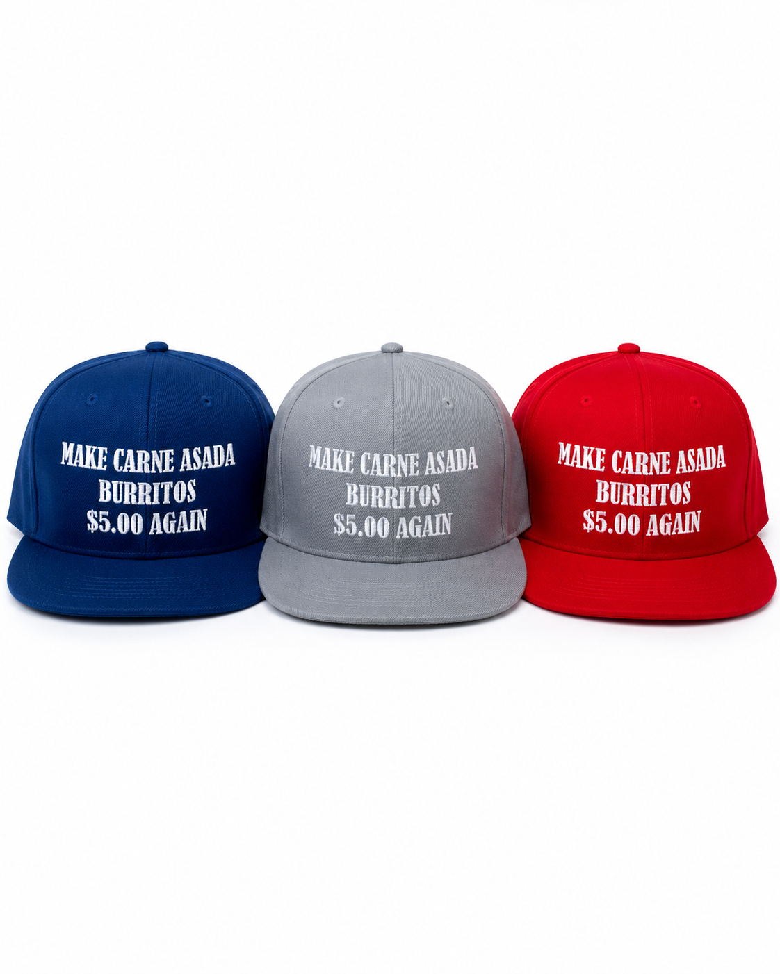 Make Carne Asada Burritos $5.00 Again Hat – Funny Red Embroidered Snapback Cap