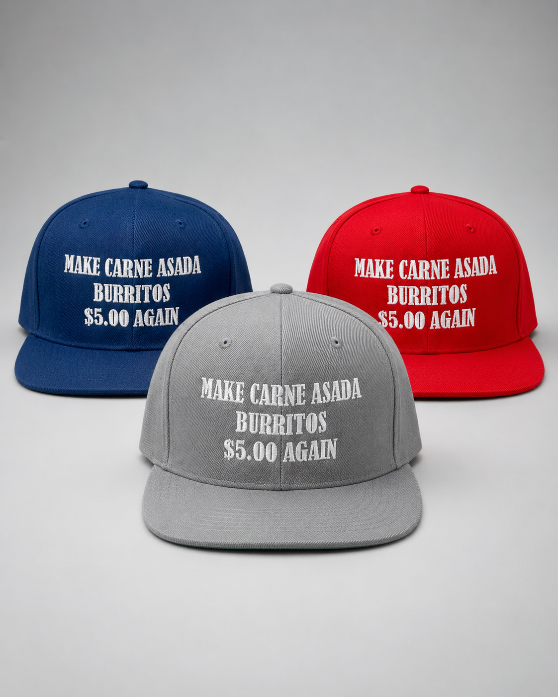 Make Carne Asada Burritos $5.00 Again Hat – Funny Red Embroidered Snapback Cap