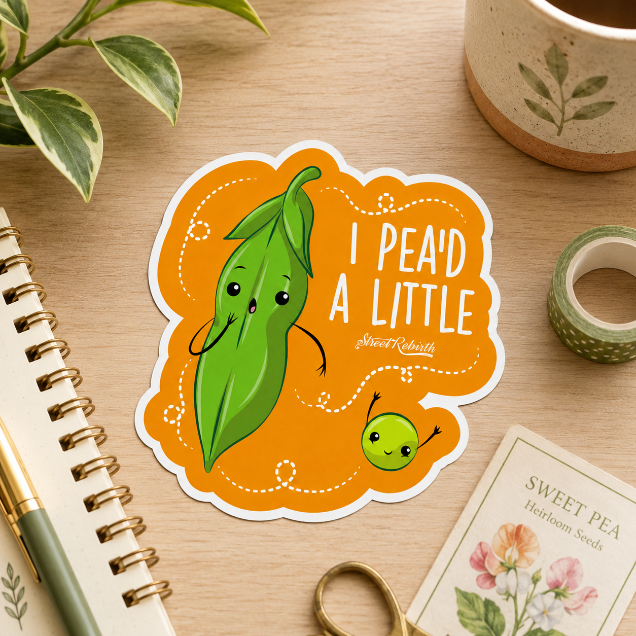 Funny Pea Pun Sticker - Cute Vegetable Humor Gift for Plant Lovers, Gardeners & Food Pun Fans