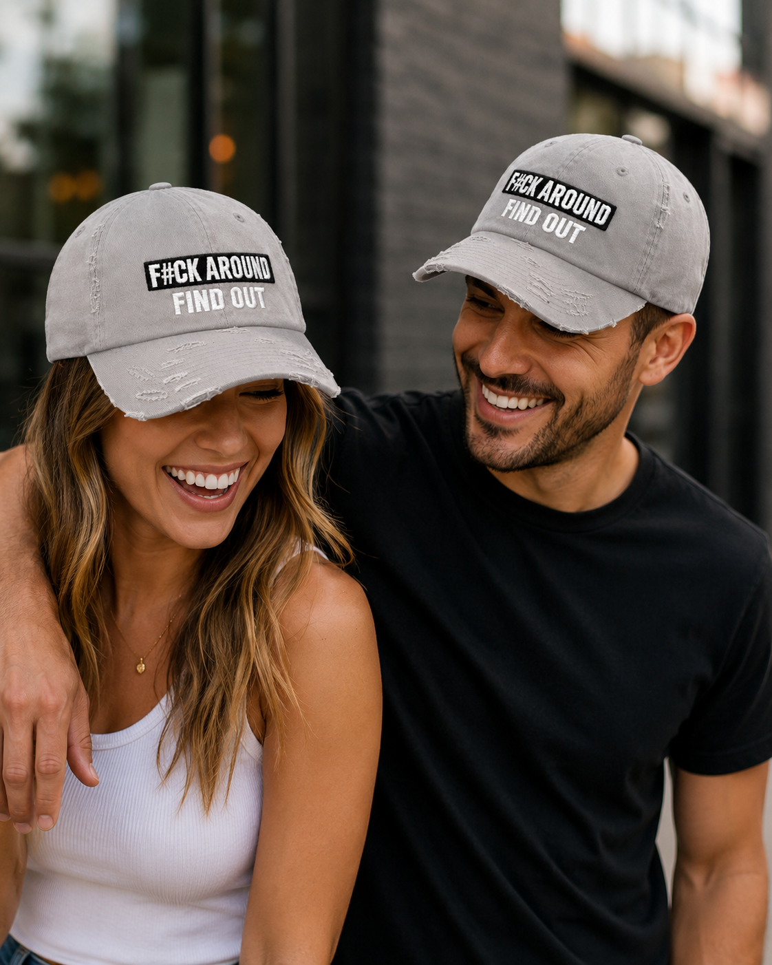 F#CK Around Find Out Hat… Grey Distressed Dad Hat, FAFO Embroidered Vintage Cap, Funny Sarcastic Adjustable Hat for Men & Women