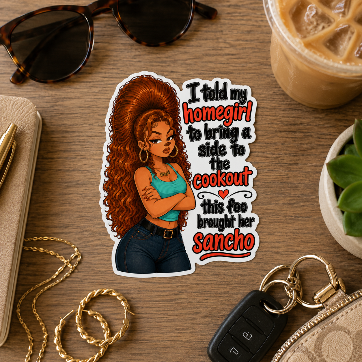 Funny Roxanne Latina Cookout Sancho Sticker, Chicana Homegirl Vinyl Decal, Mexican BBQ Baddie Humor Laptop Bottle Tumbler Sticker