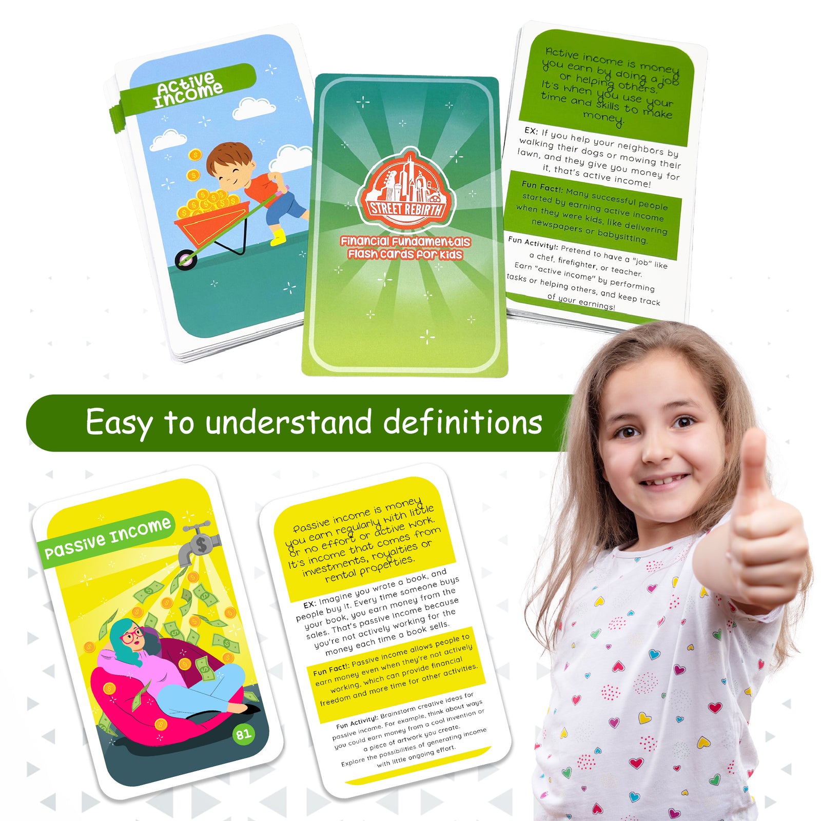 110 Financial Literacy Flash Cards for Kids & All Ages - Money Management, Budgeting, Savings, & Investment Skills - Educational Tool for Entrepreneurial Success, Cash Flow & Economic Empowerment