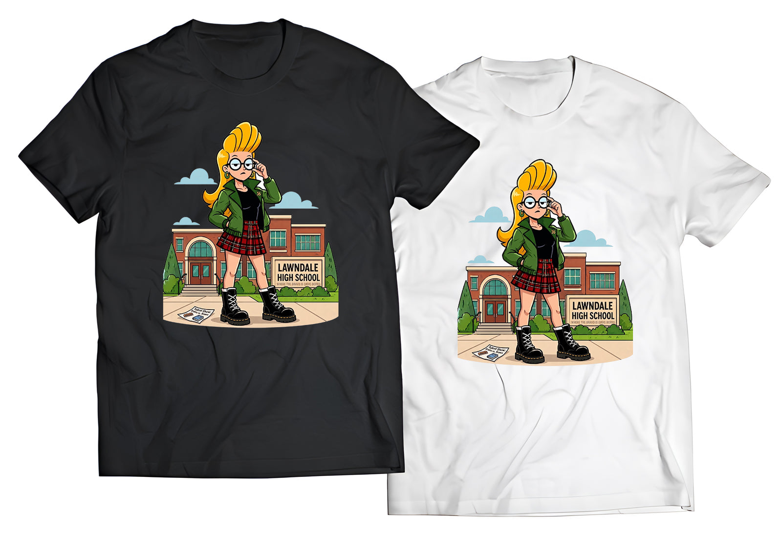90s Cartoon Mashup Shirt – Bored Campus Queen Graphic Tee