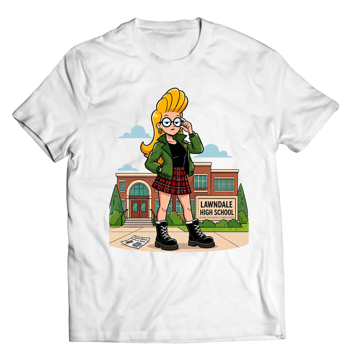 Unisex graphic T-shirt featuring an original humorous retro cartoon-style illustration