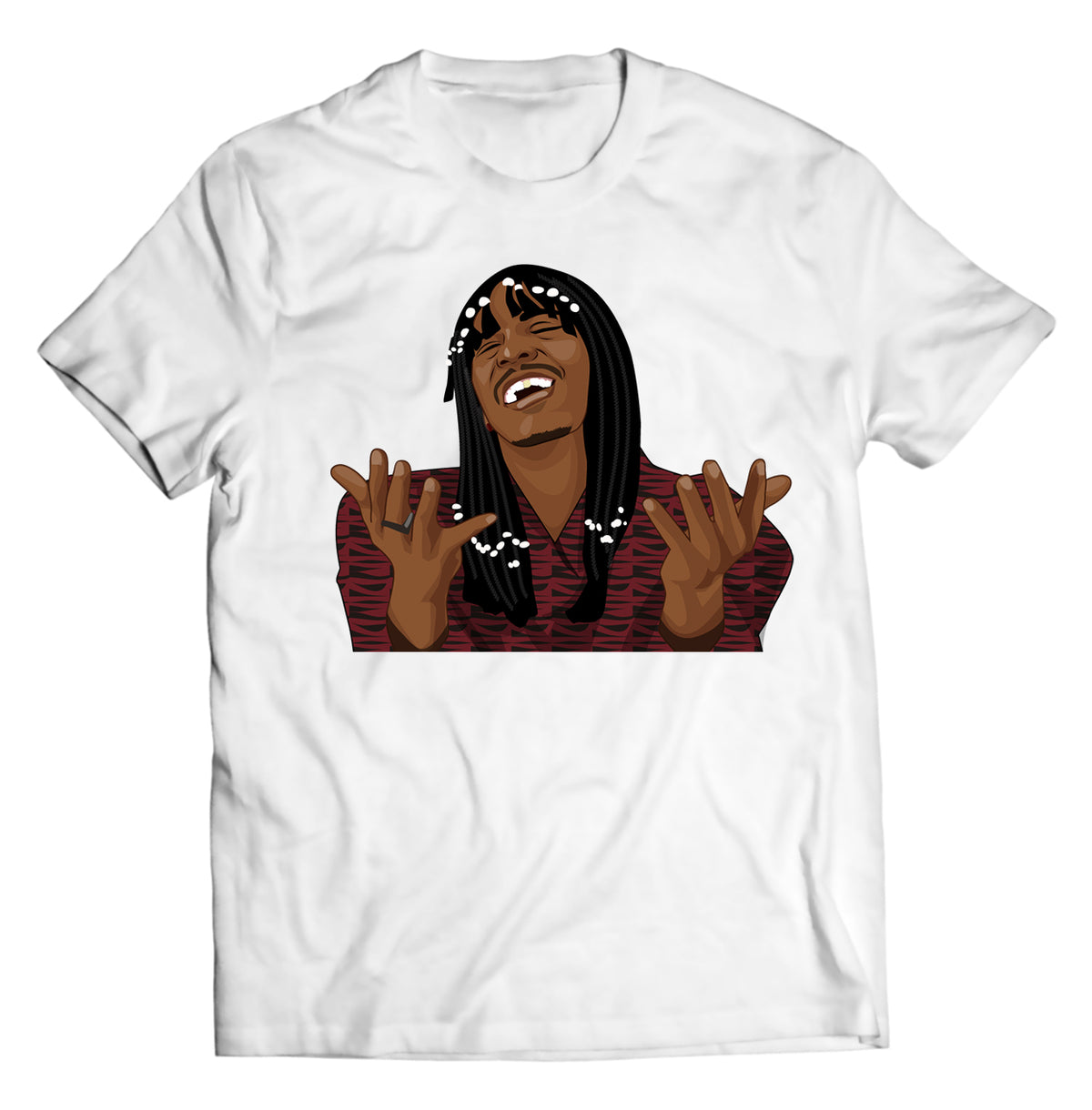 Unisex graphic T-shirt featuring an original hip hop music humorous illustration