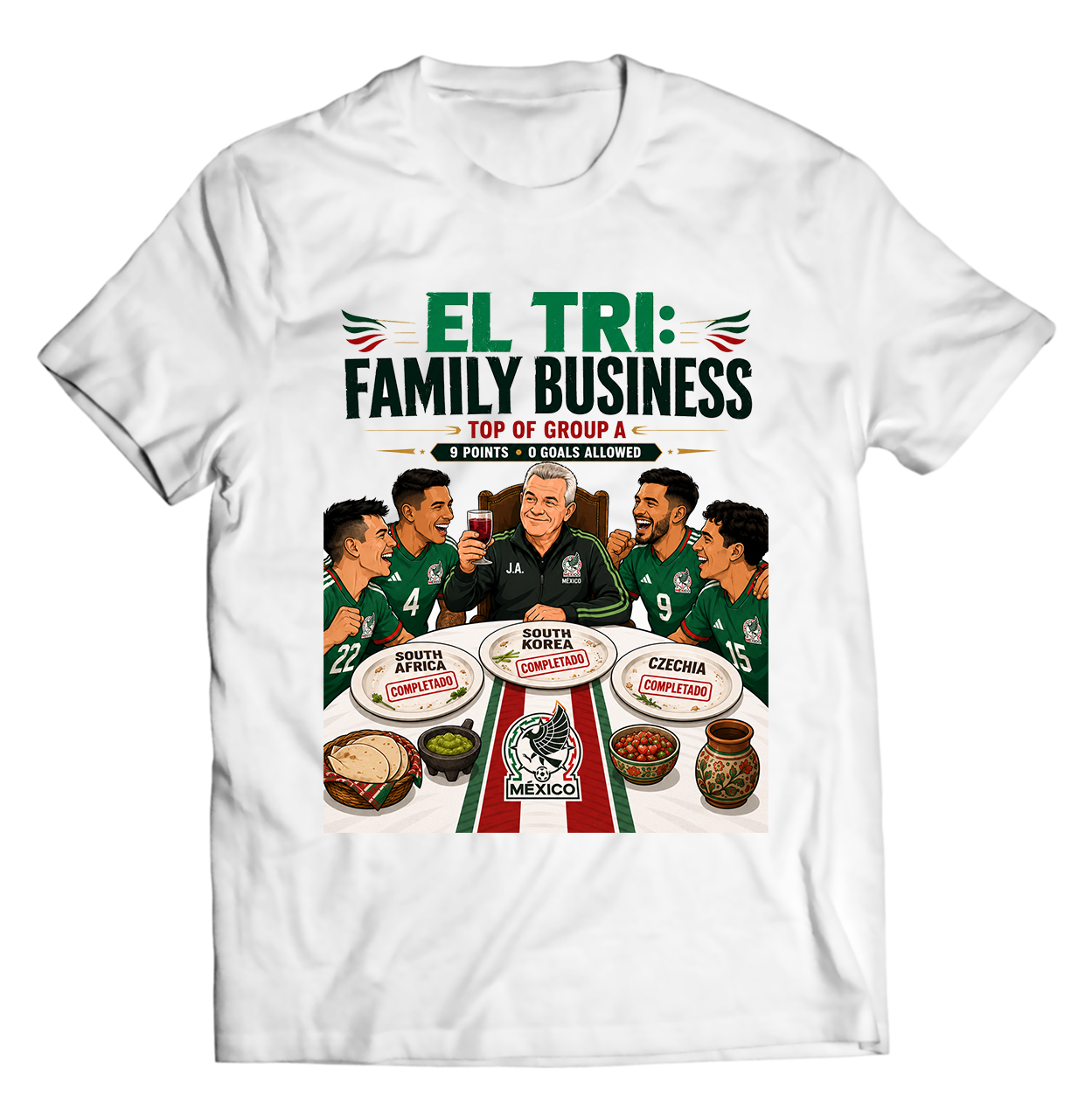 Unisex graphic T-shirt featuring an original soccer cultural humorous illustration, additional product view 2