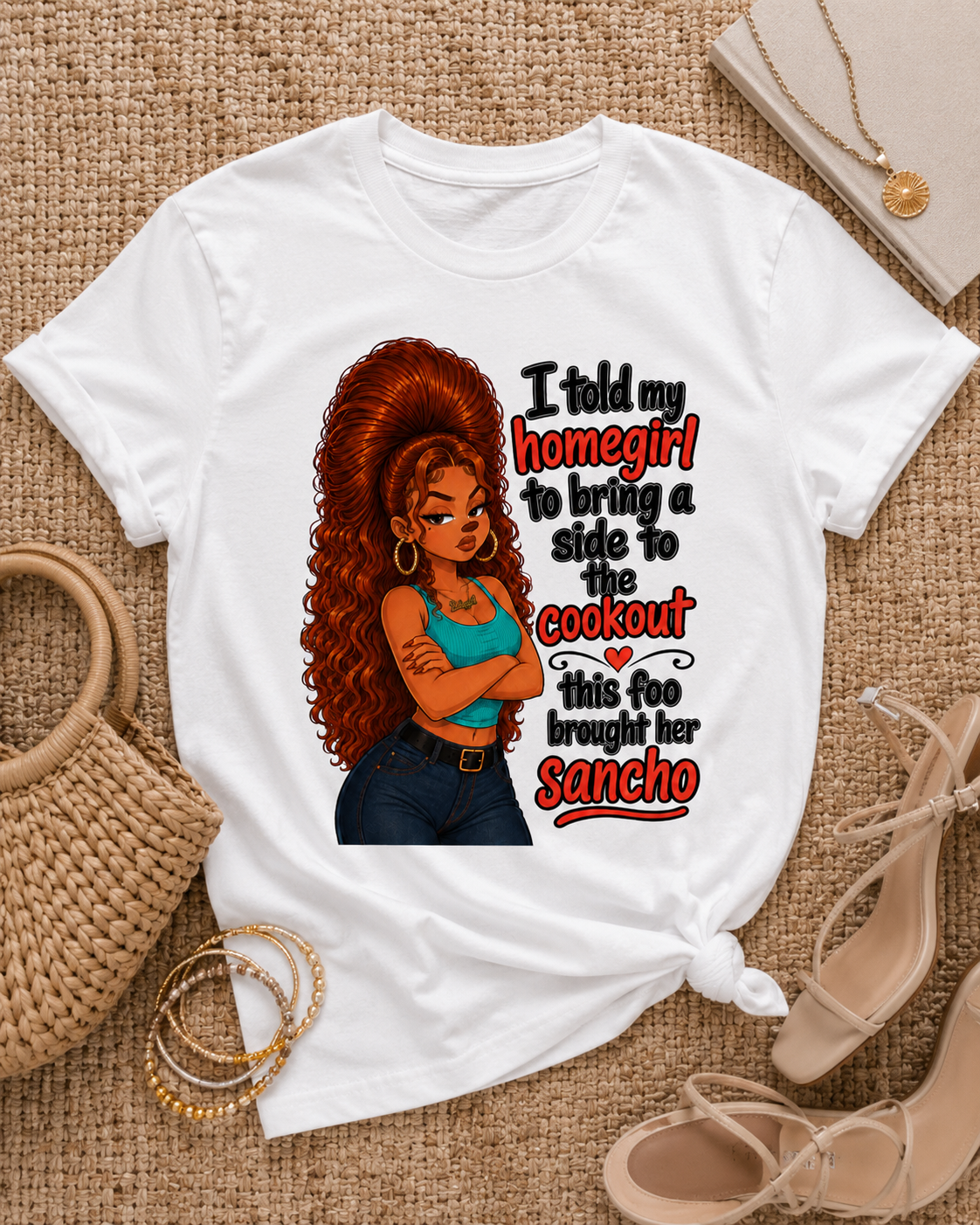 Unisex graphic T-shirt featuring an original cultural humorous retro illustration