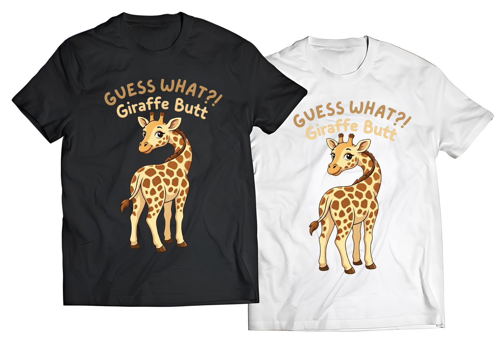 Guess What?! Giraffe Butt Funny Cute Animal Pun Graphic T-Shirt