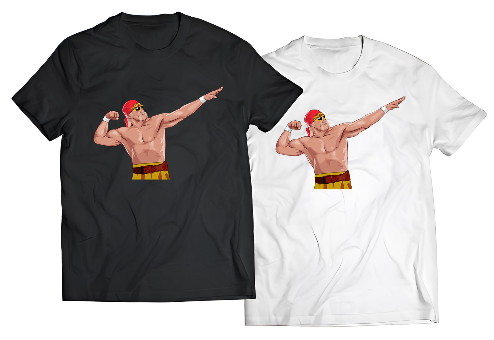 Vintage Wrestling Shirt – Hulking Up Red And Yellow Muscle Pose Tee