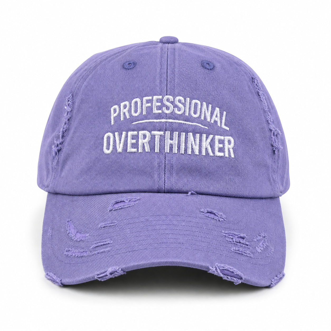 Professional Overthinker Distressed Dad Hat | Funny Embroidered Cap