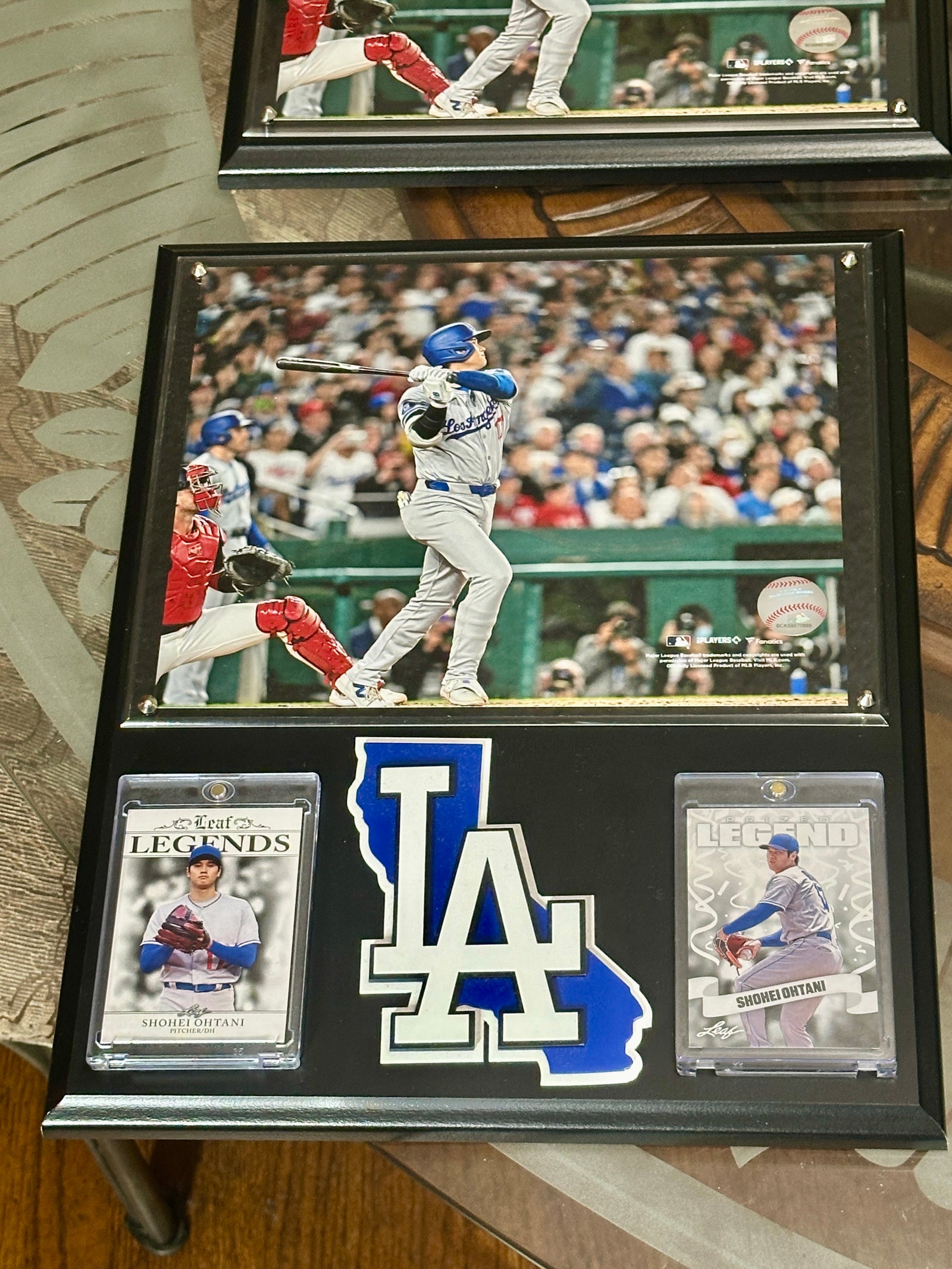 Shohei Ohtani California Plaque – Handmade Metal Dodgers Collectible w/ Layered LA/Cali Cutout & Two Ohtani Cards