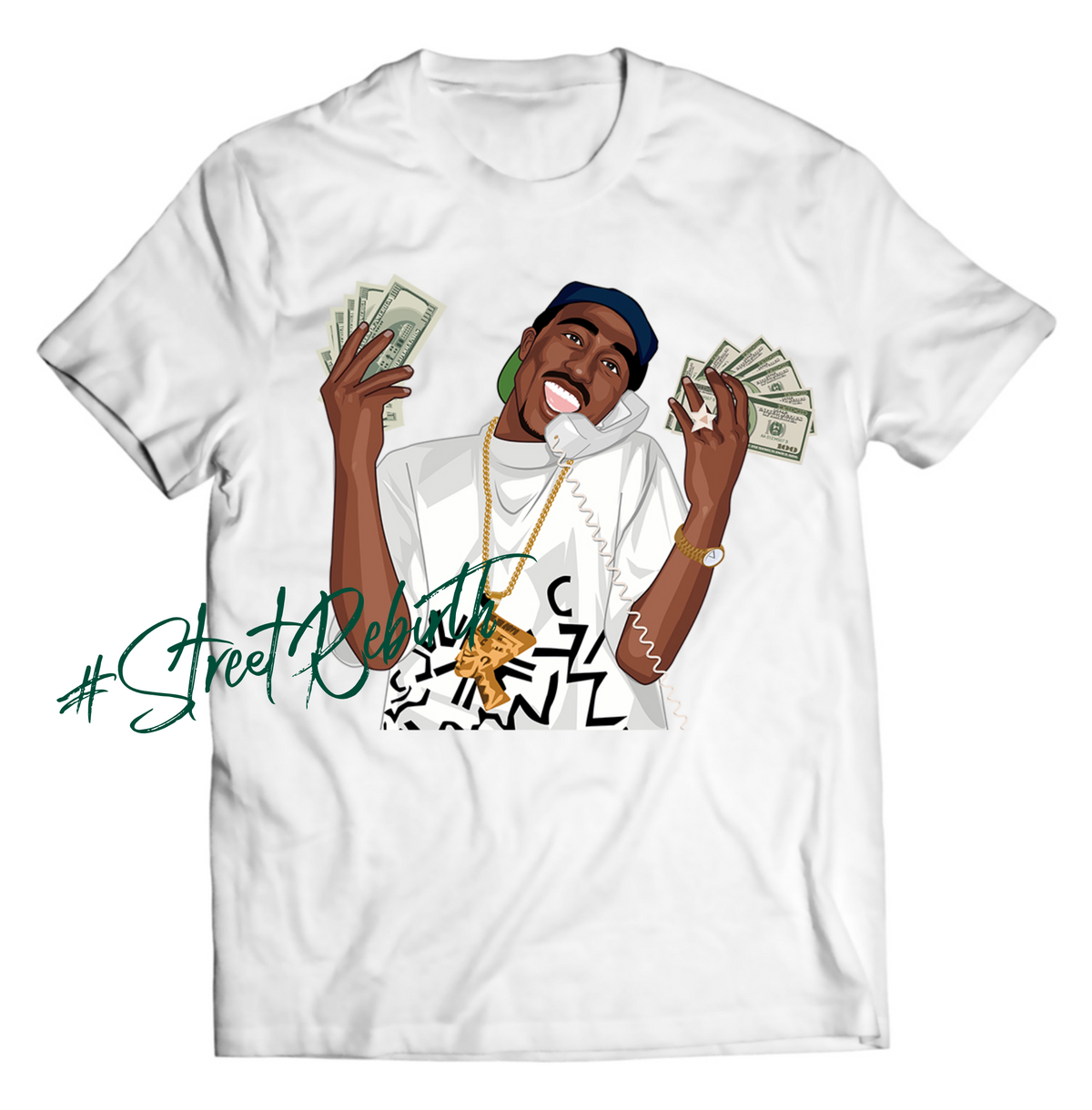 Unisex graphic T-shirt featuring an original hip hop music retro illustration