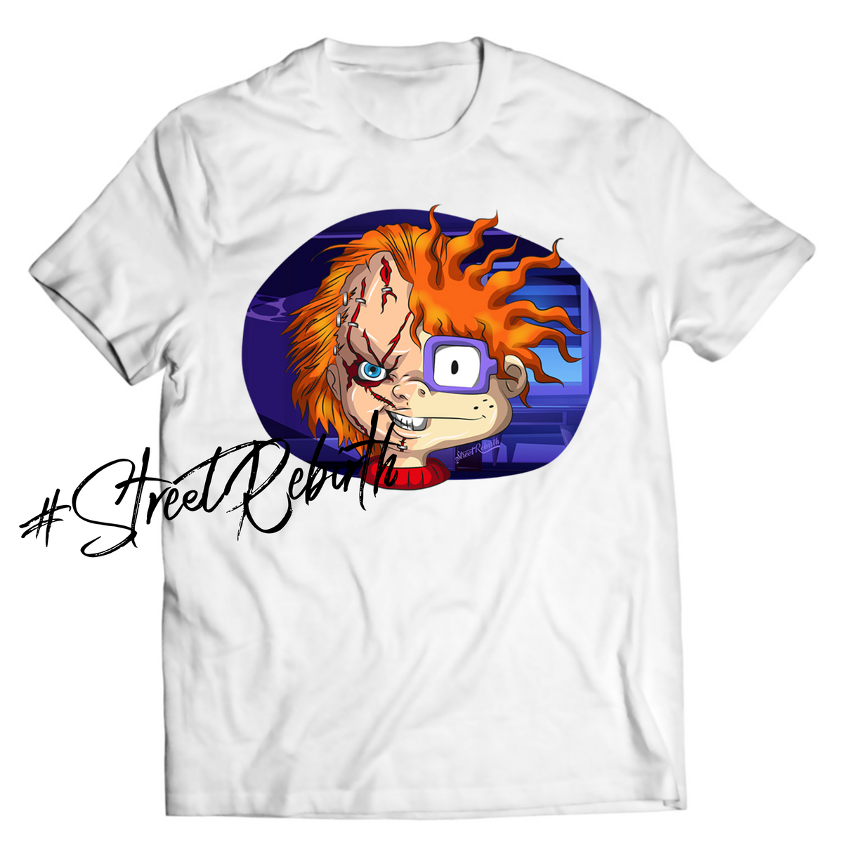 Unisex graphic T-shirt featuring an original spooky humorous retro illustration