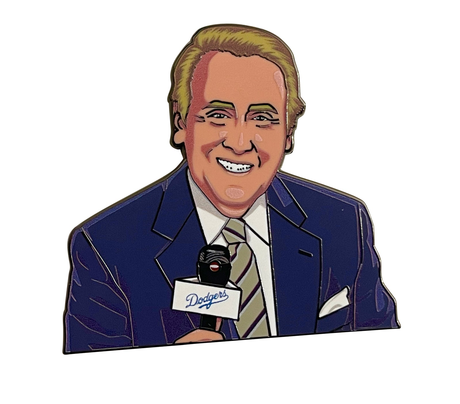 Vin Scully Enamel Pin – 2 Inch Hard Enamel • Los Angeles Dodgers Legend • “It’s Time for Dodger Baseball” Tribute Pin • Collector’s Edition