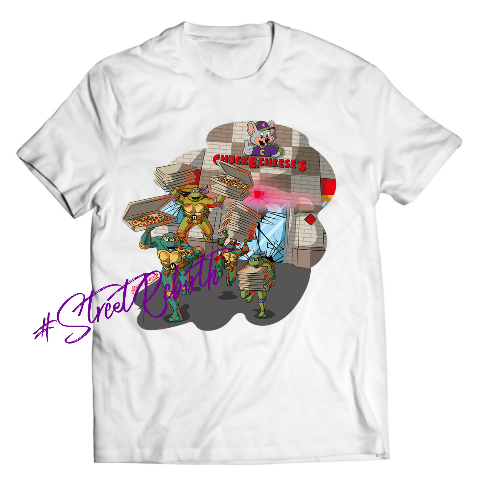 “Pizza Heist” – Funny Ninja Turtles-Inspired Break-In T-Shirt for 90s Kids & Pizza Fanatics