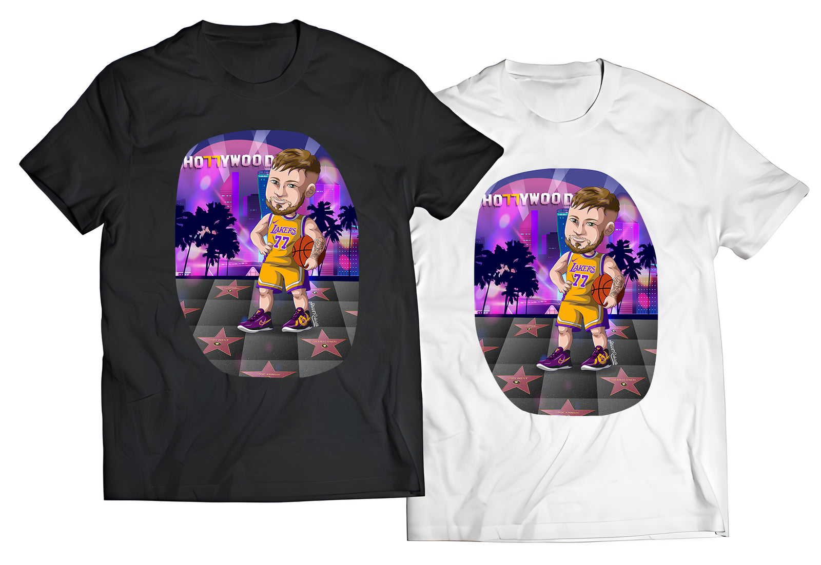 Luka Doncic Lakers Tribute T-Shirt β Hollywood Walk of Lakers Legends | Premium Basketball Tee