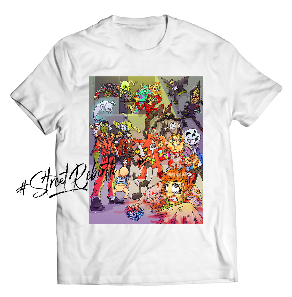 Unisex graphic T-shirt featuring an original spooky retro illustration