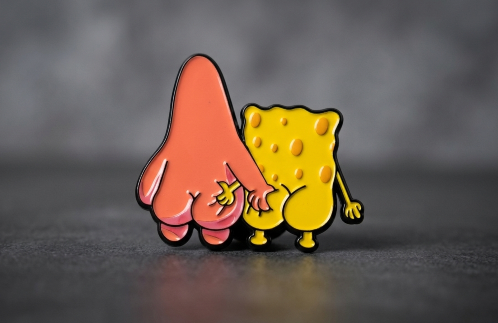 Cheeky Duo Back View Enamel Pin... 2" Hard Enamel Lapel Pin... Funny Cartoon Mashup Collectible