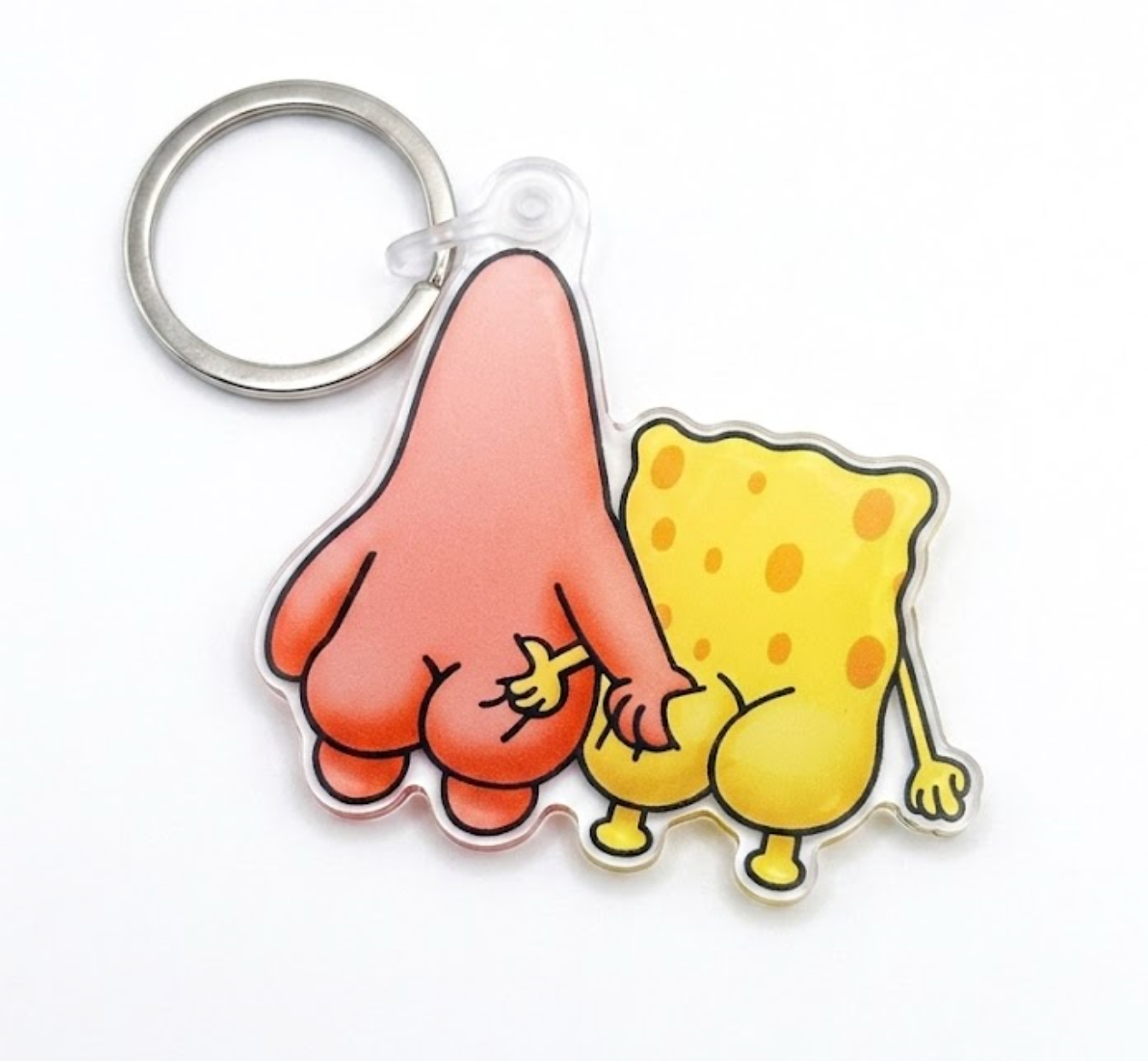 Cheeky Cartoon Duo Acrylic Keychain... 90s Nostalgia Parody EDC Charm, Funny Bestie Backpack Clip, Y2K Streetwear Accessory