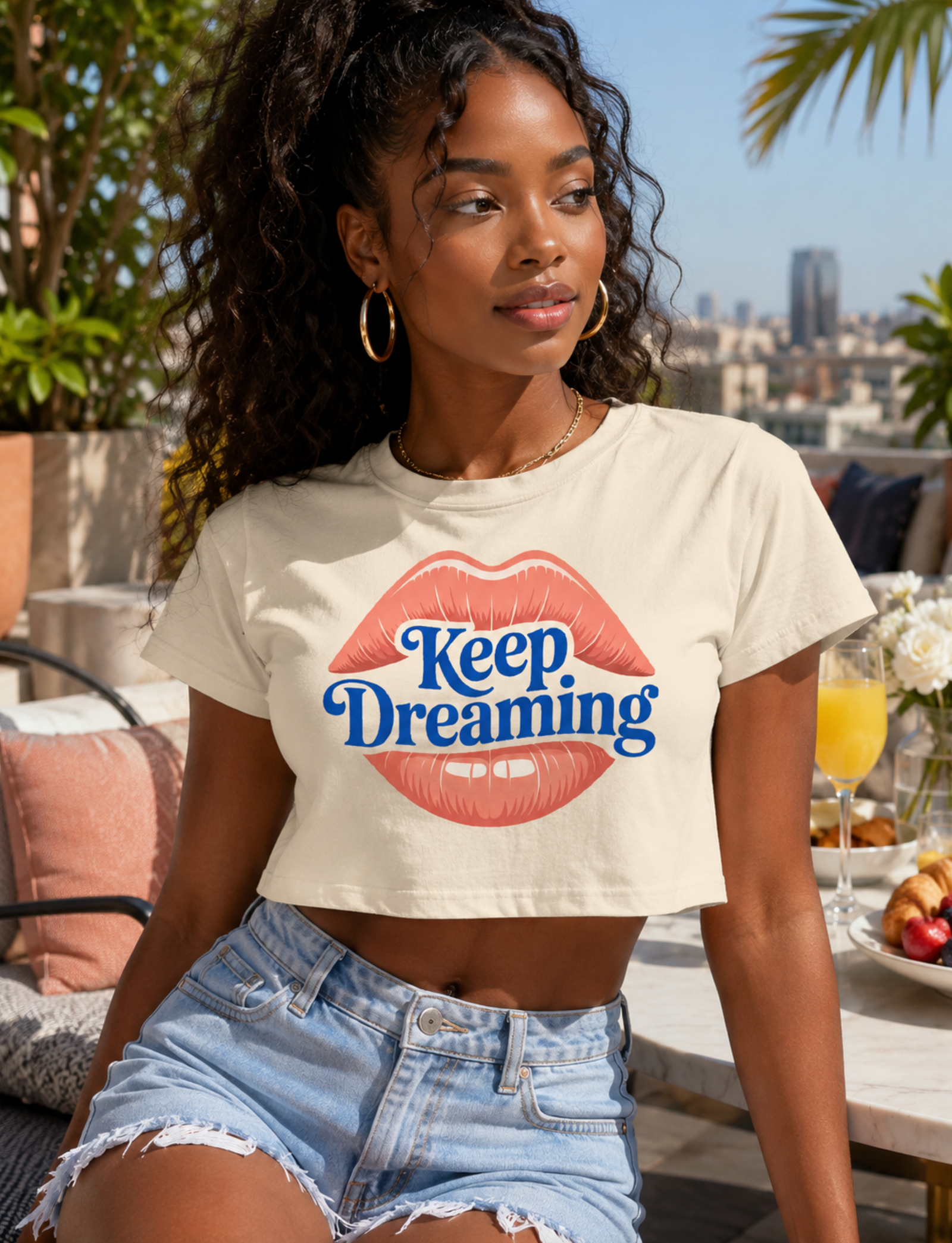 Graphic crop top featuring an original colorful illustration, additional product view 8