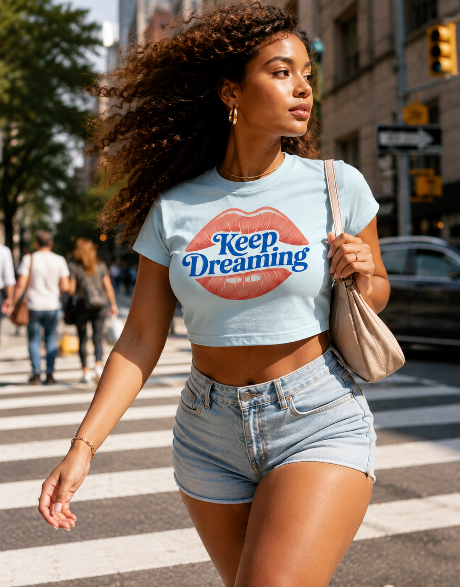 Graphic crop top featuring an original colorful illustration, additional product view 4