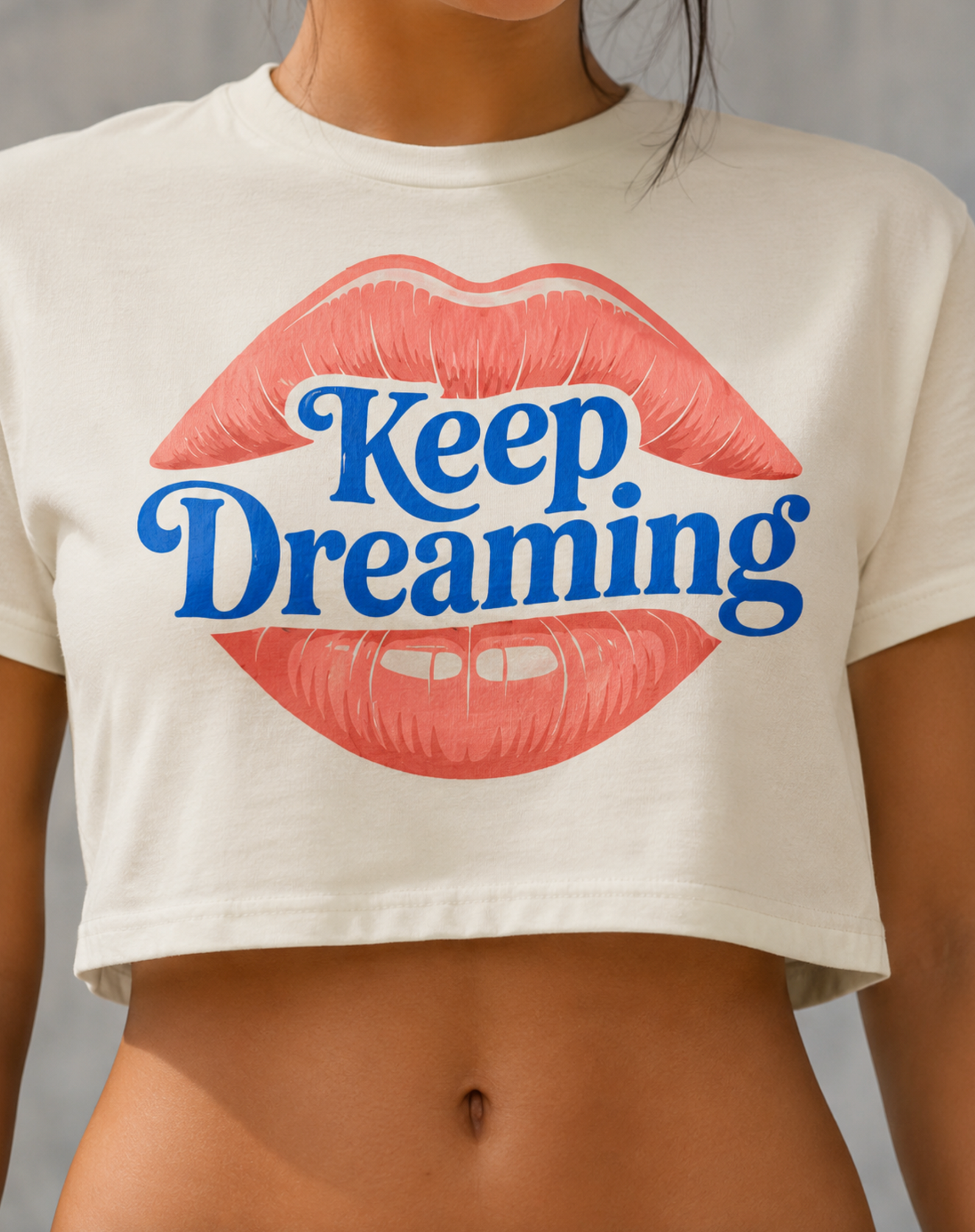 Graphic crop top featuring an original colorful illustration, additional product view 3