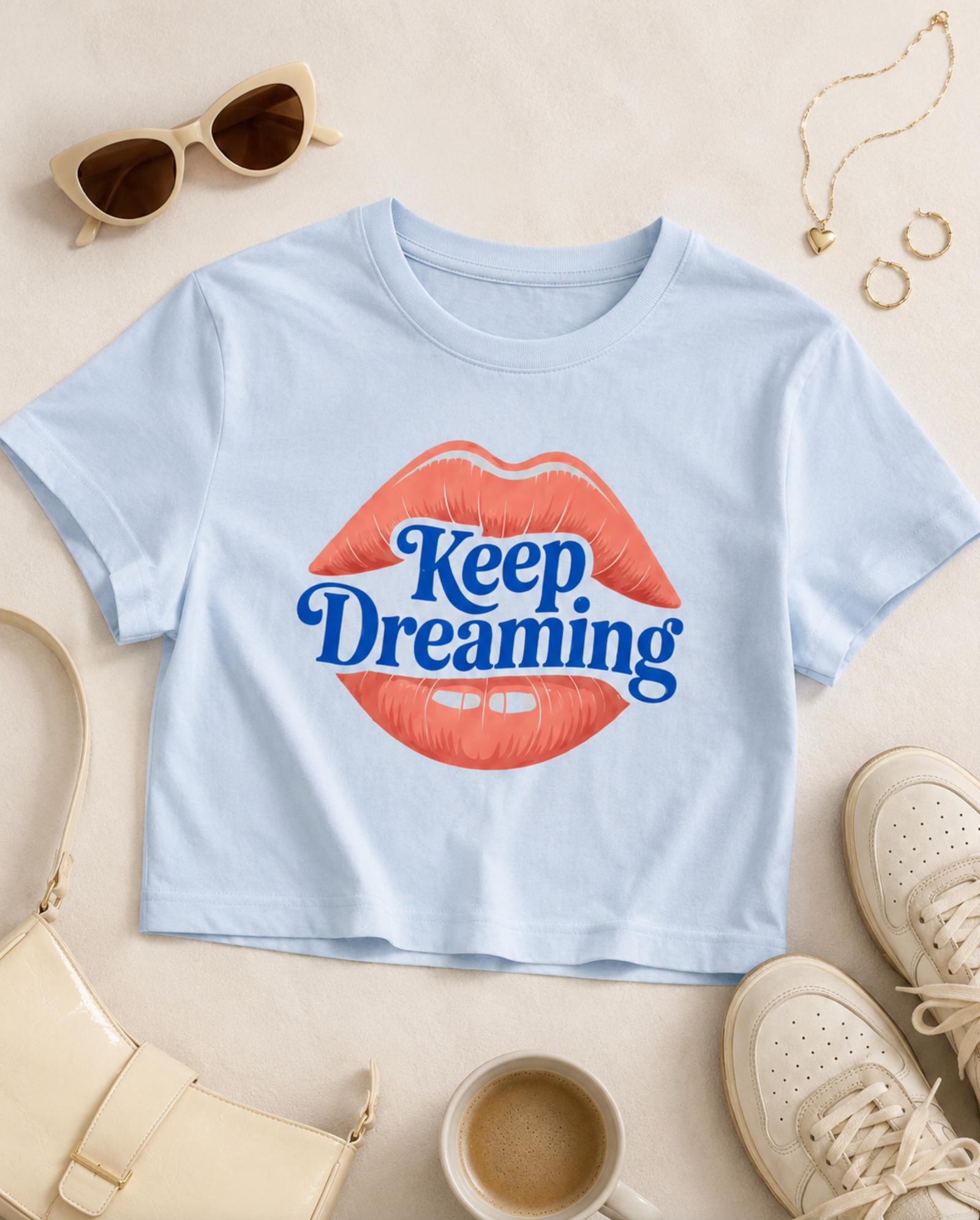 Graphic crop top featuring an original colorful illustration