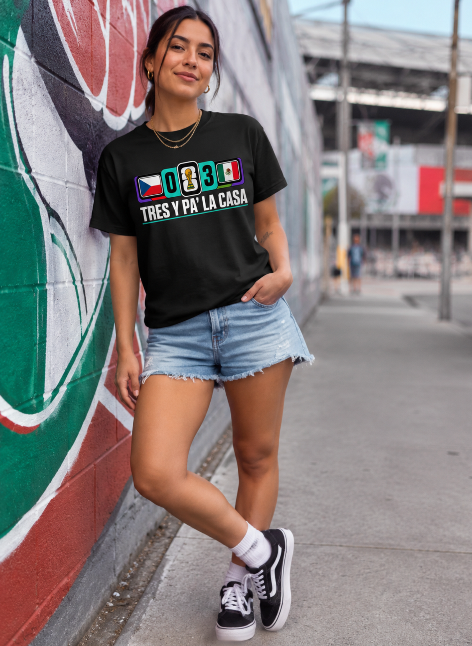 Unisex graphic T-shirt featuring an original soccer cultural humorous illustration, additional product view 2