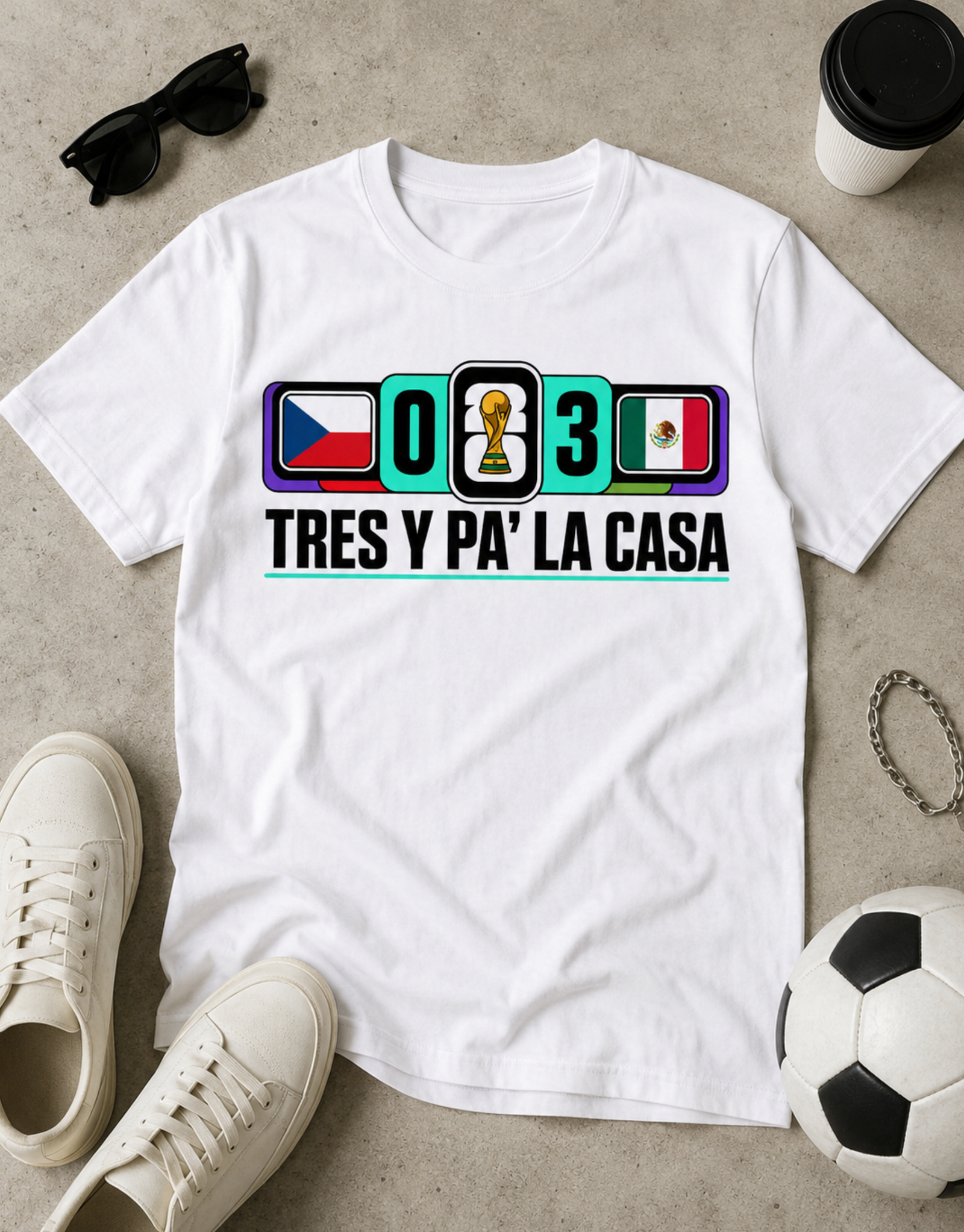 Unisex graphic T-shirt featuring an original soccer cultural humorous illustration, additional product view 3