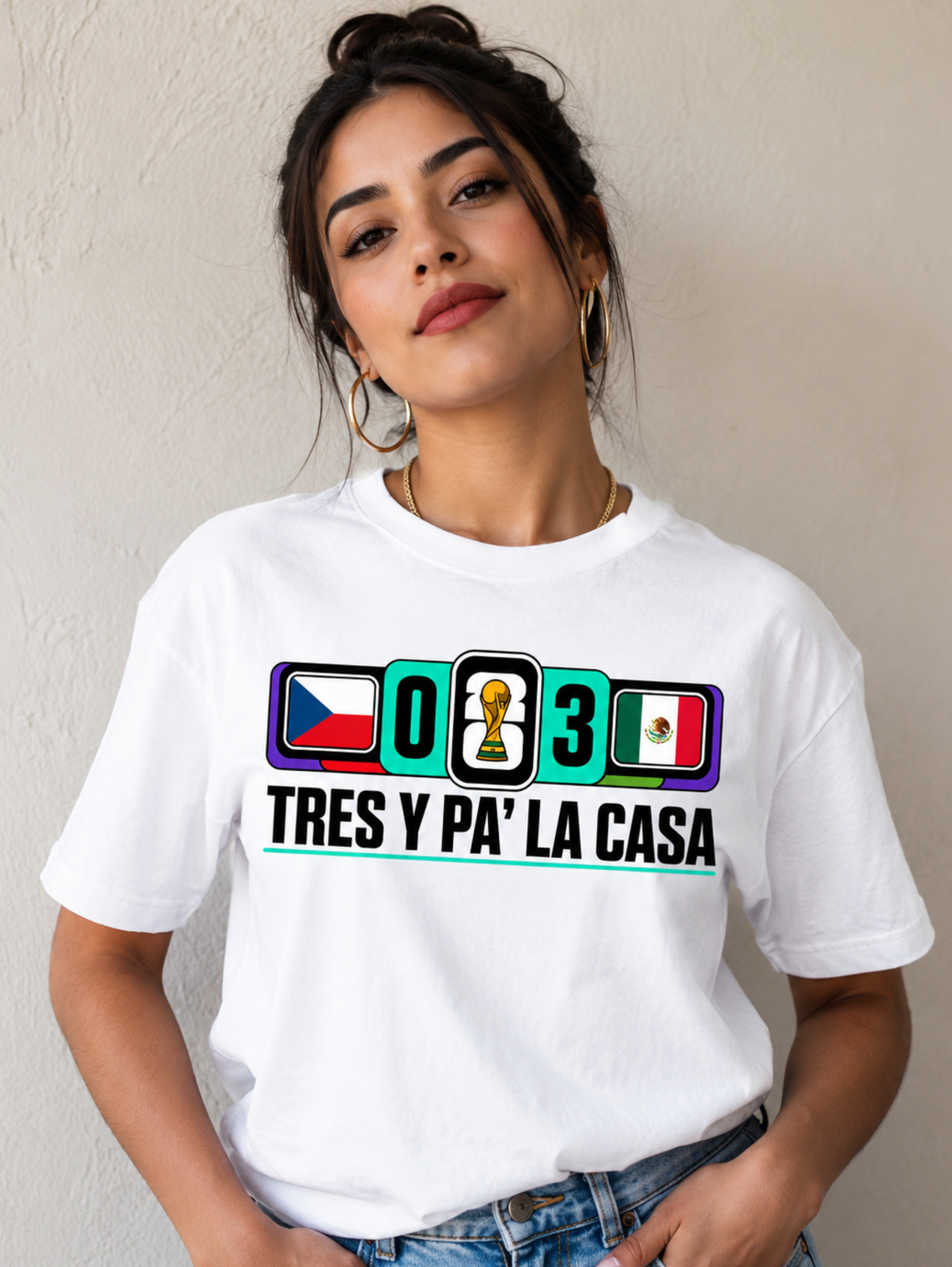 Unisex graphic T-shirt featuring an original soccer cultural humorous illustration, alternate product view