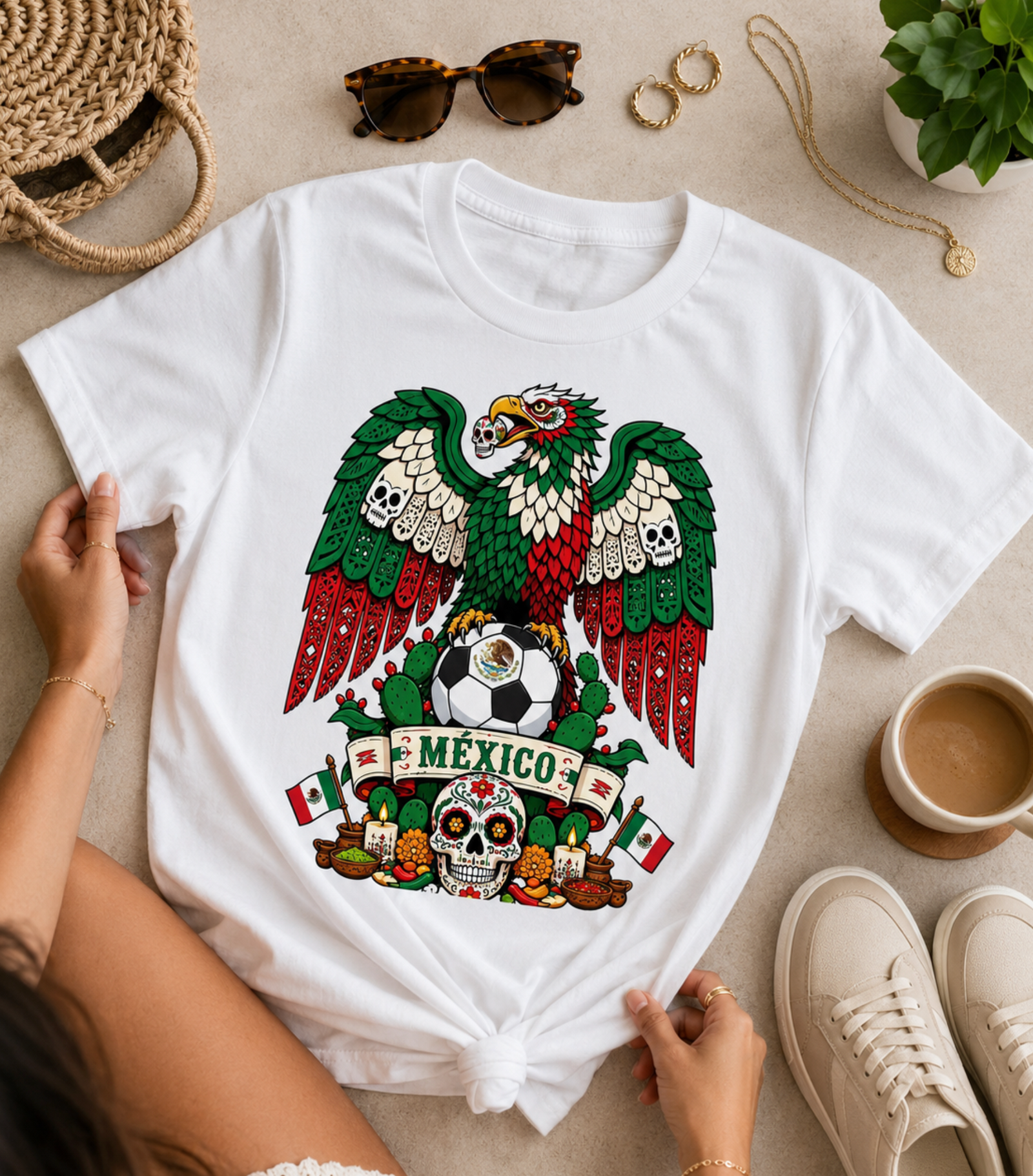 Unisex graphic T-shirt featuring an original soccer cultural illustration, alternate product view