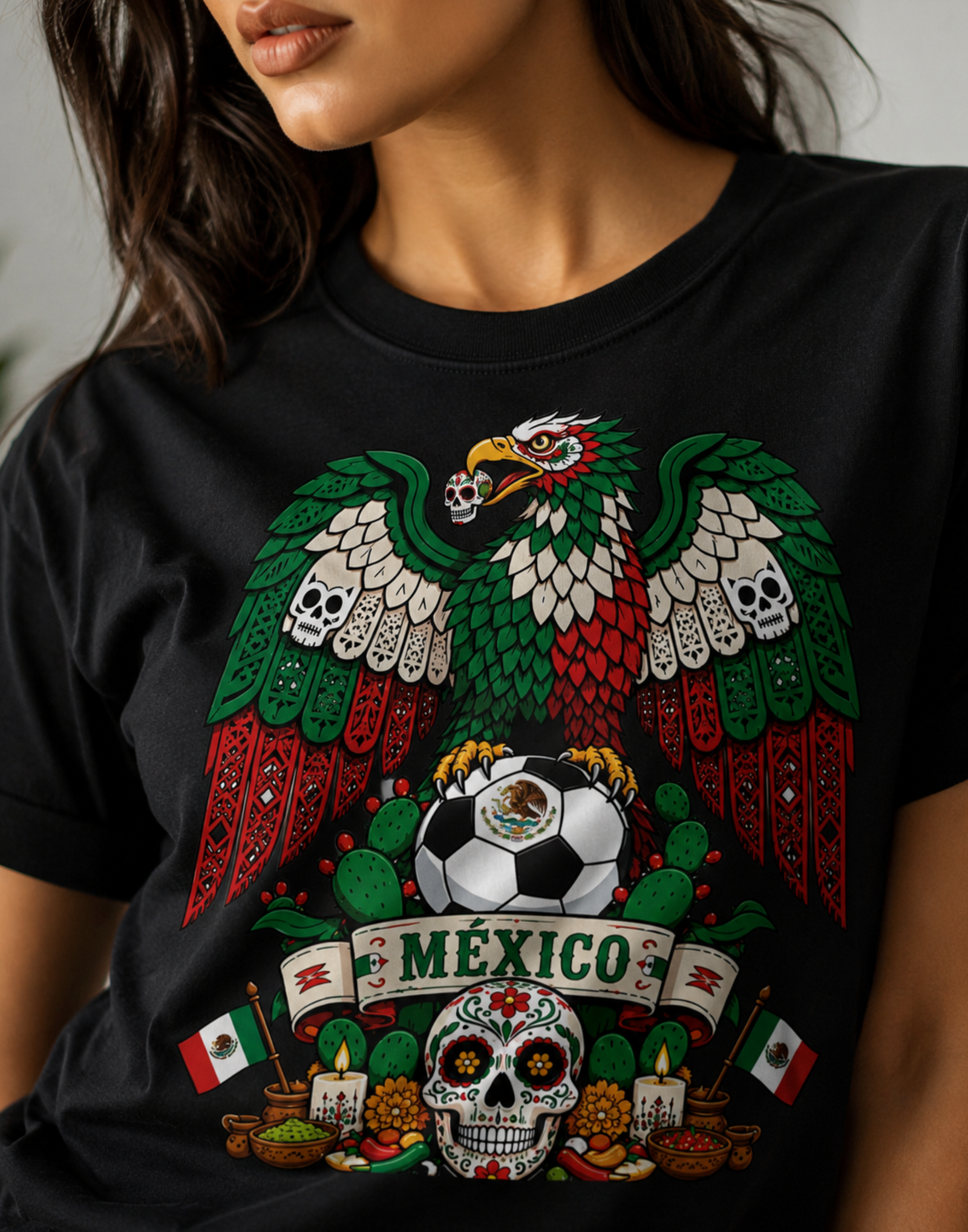 Unisex graphic T-shirt featuring an original soccer cultural illustration, additional product view 5