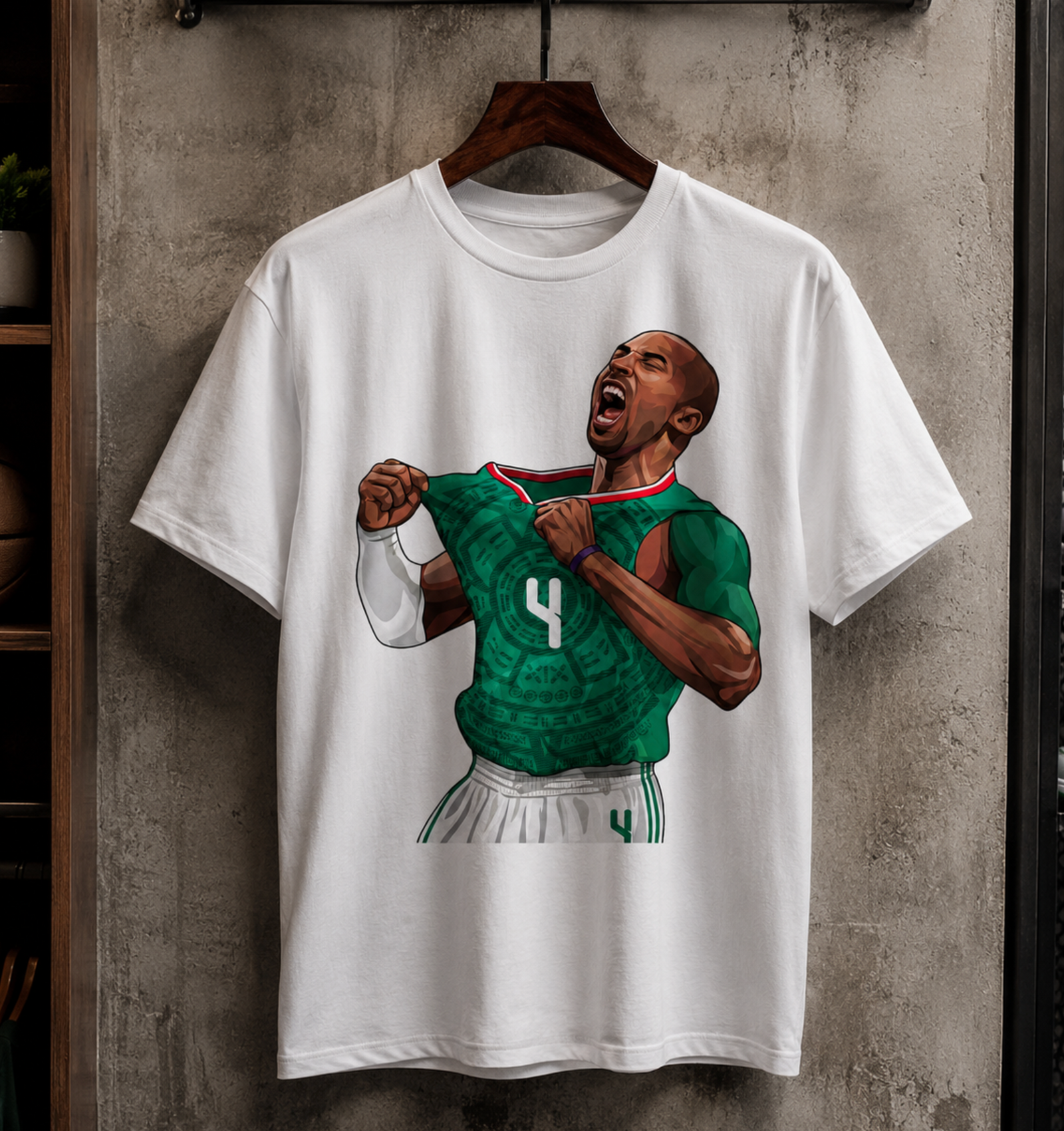 Mexican Basketball Shirt – No. 4 Green Jersey LA Hoops Tribute Tee