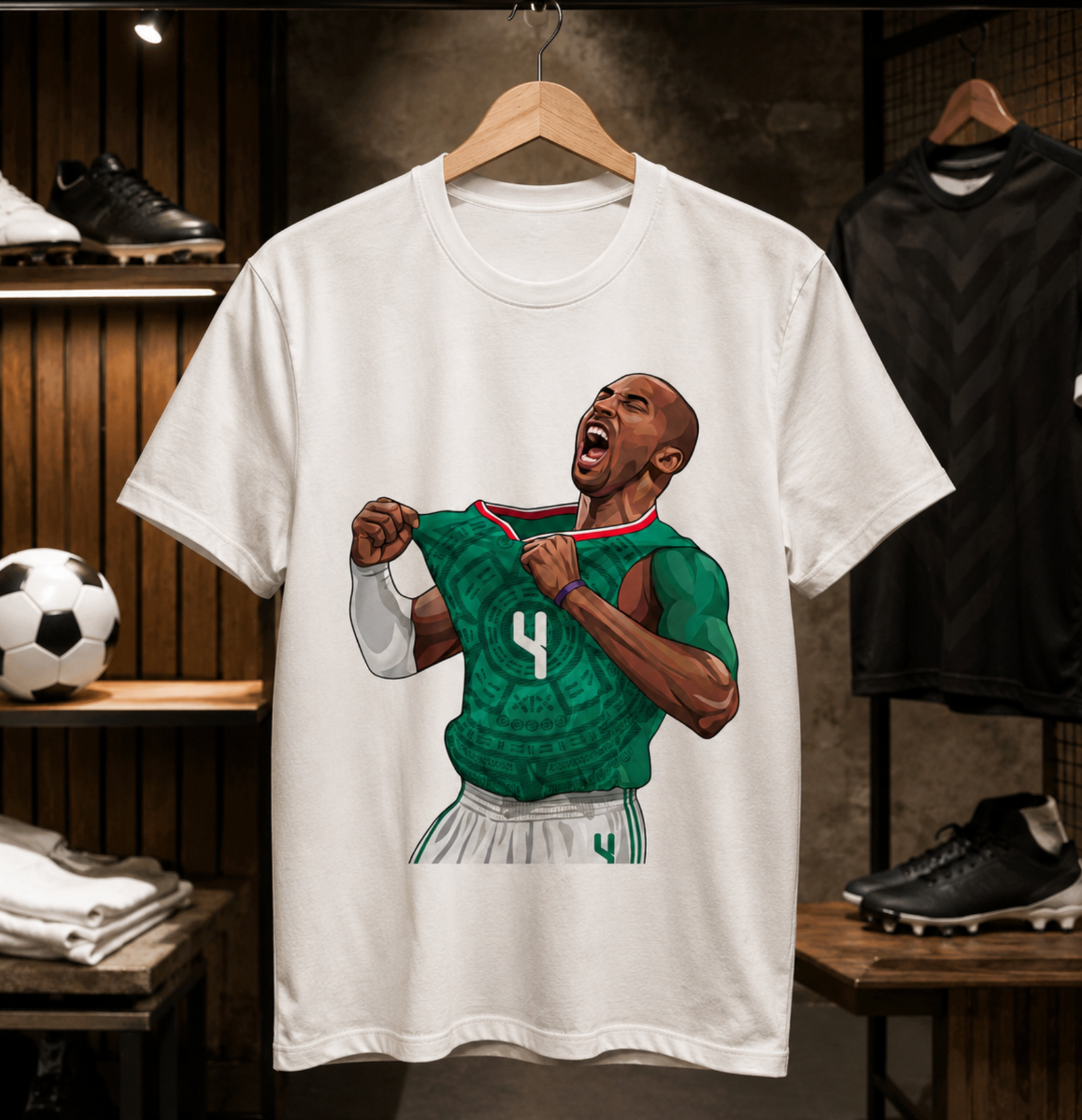 Mexican Basketball Shirt – No. 4 Green Jersey LA Hoops Tribute Tee