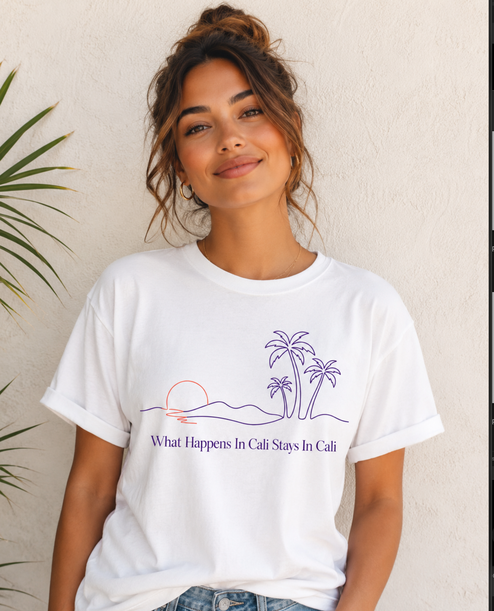 California Shirt – What Happens In Cali Minimalist Palm Sunset Tee