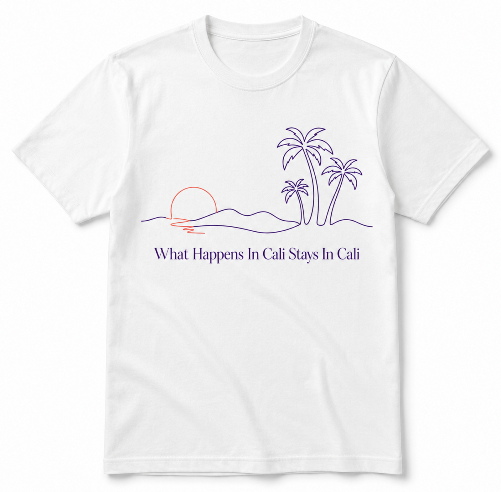 What Happens In Cali Stays In Cali minimalist palm sunset graphic shirt