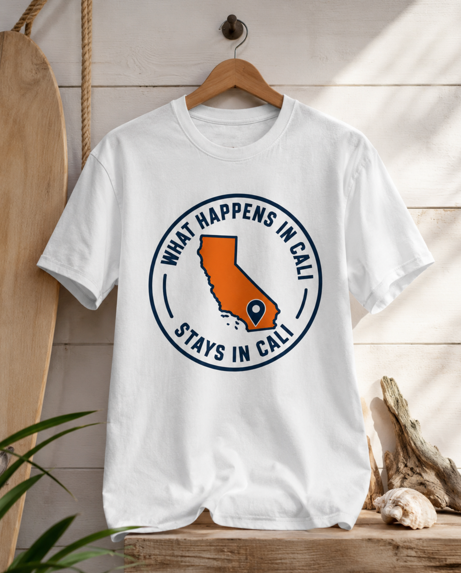 California Shirt – What Happens In Cali Map Pin Graphic Tee