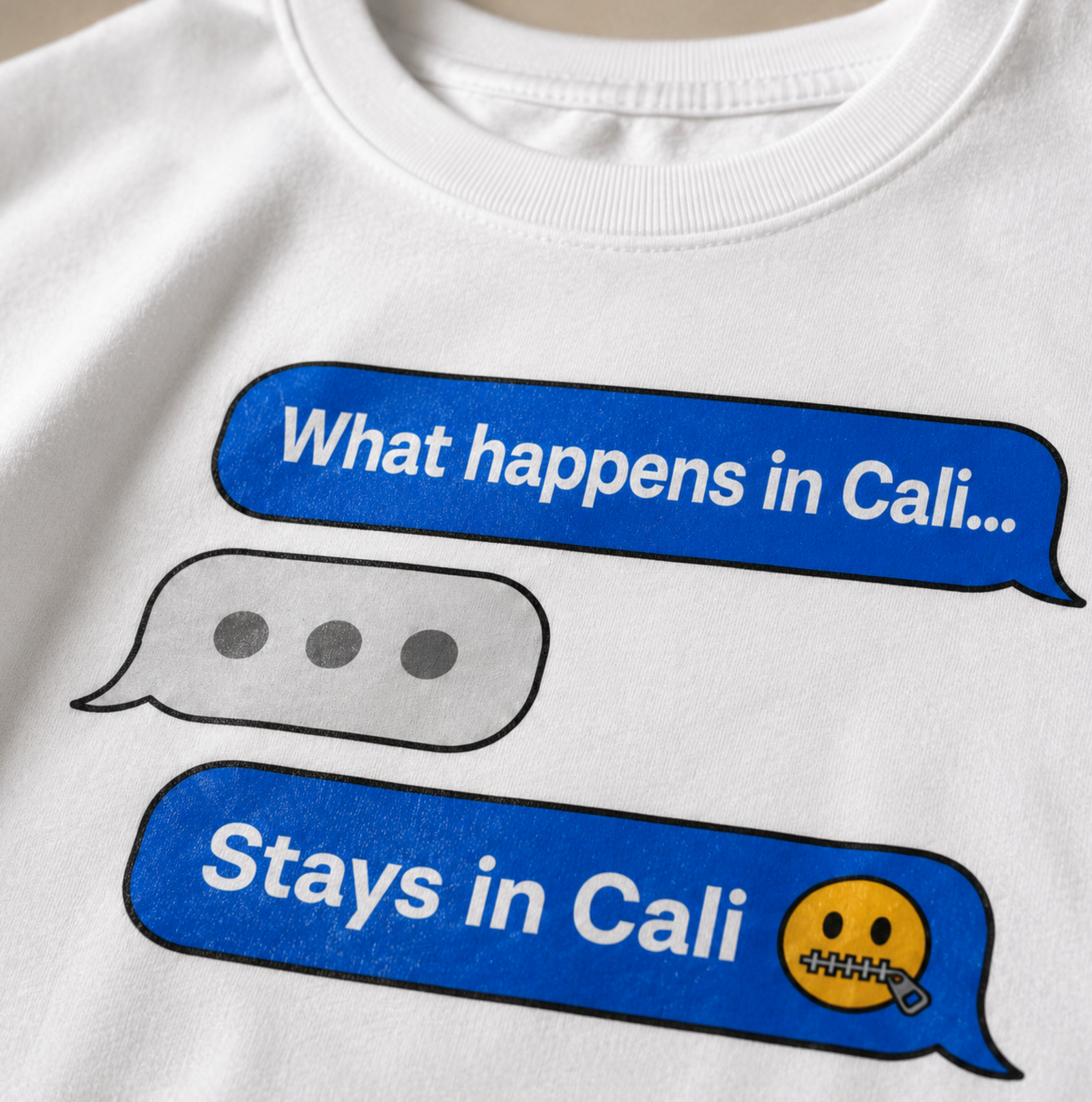 Funny California Shirt – What Happens In Cali Text Message Graphic Tee