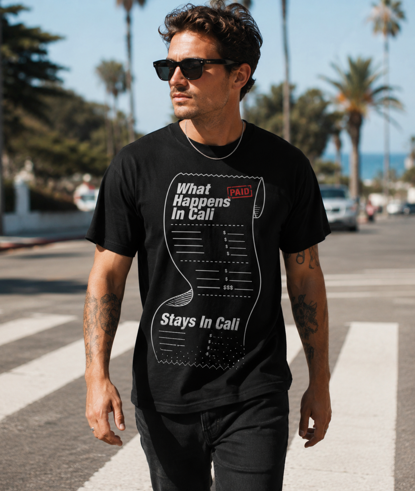 Funny California Shirt – What Happens In Cali Paid Receipt Graphic Tee