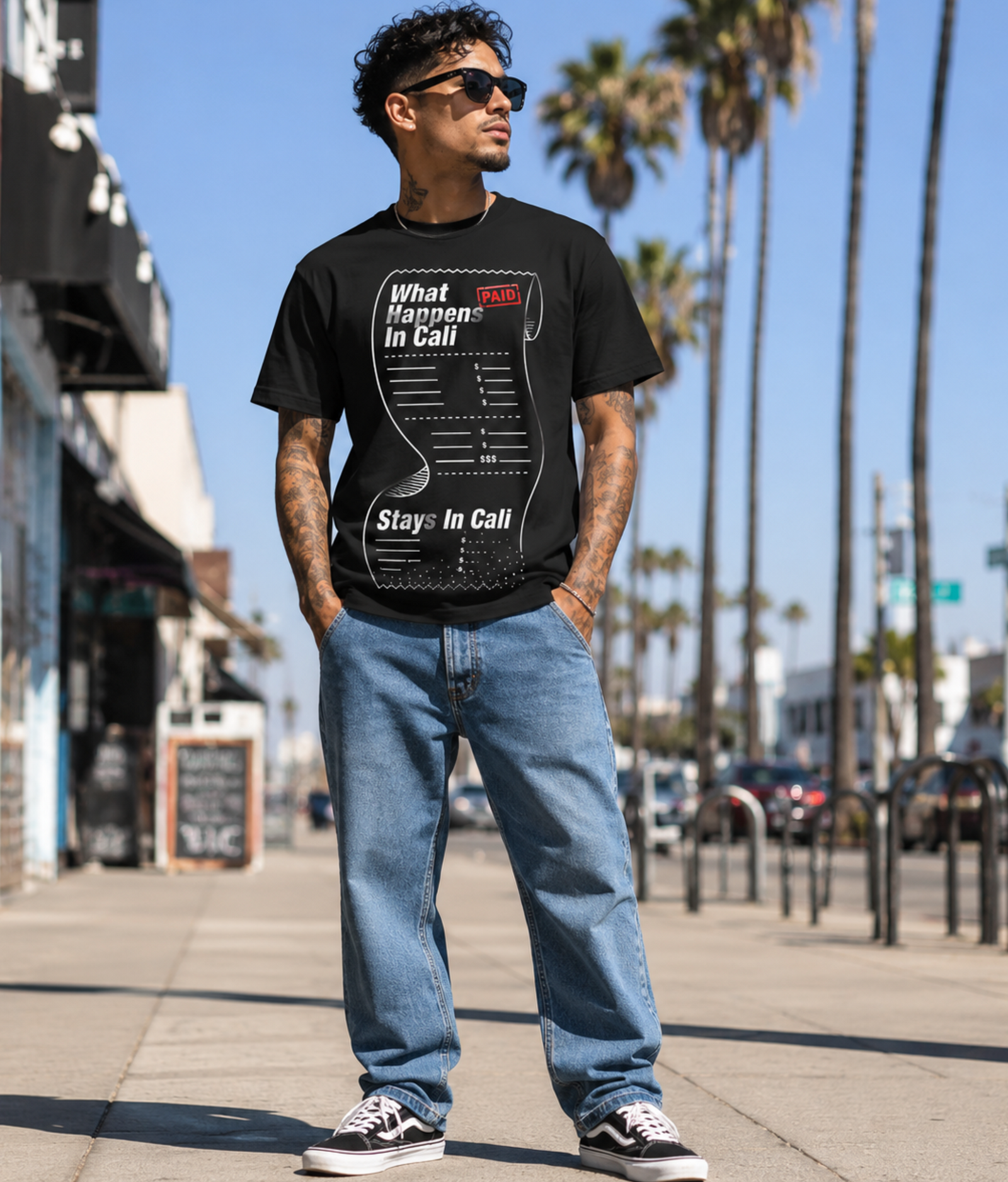 Funny California Shirt – What Happens In Cali Paid Receipt Graphic Tee