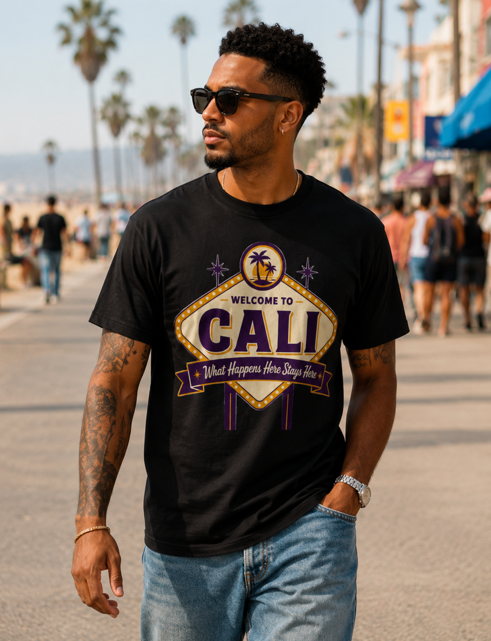 California Shirt – Welcome To Cali Retro Marquee Graphic Tee