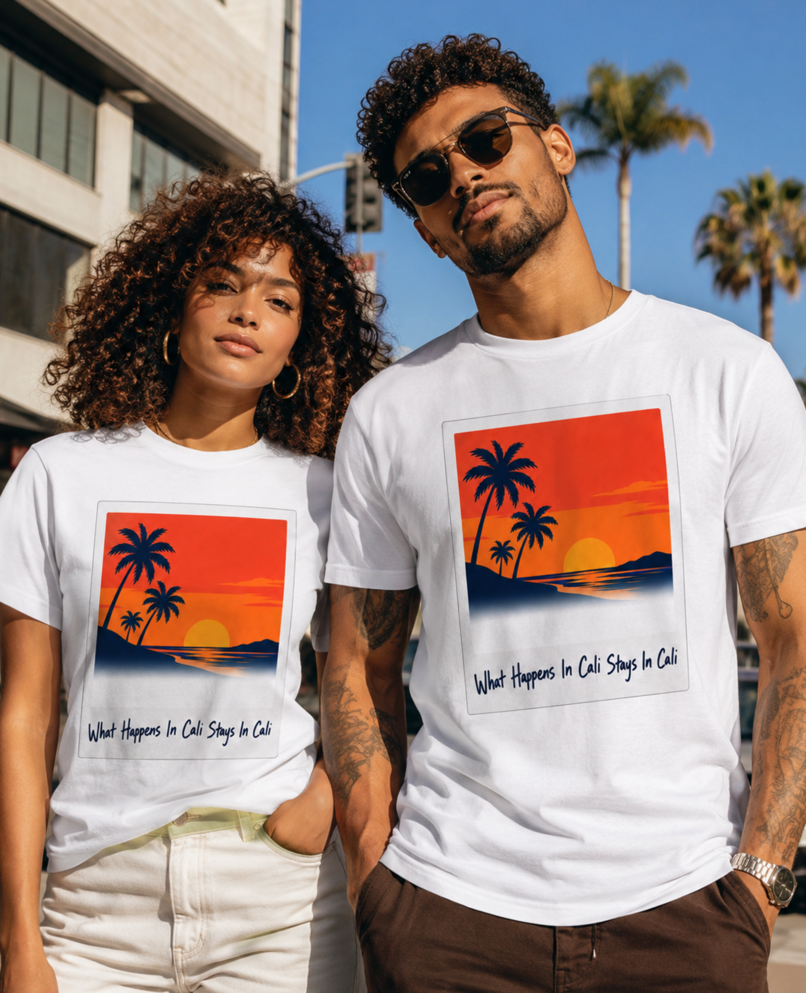 California Shirt – What Happens In Cali Polaroid Sunset Beach Tee