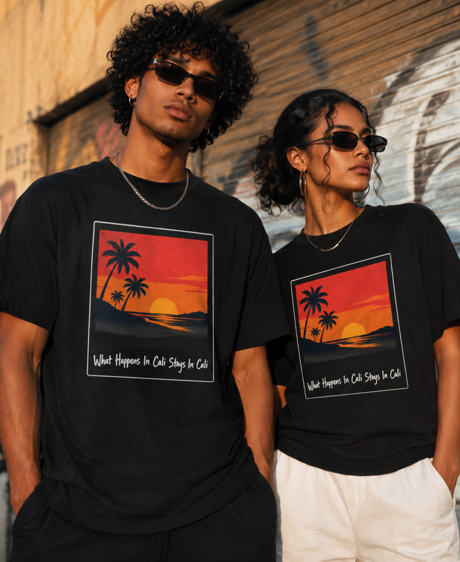 California Shirt – What Happens In Cali Polaroid Sunset Beach Tee